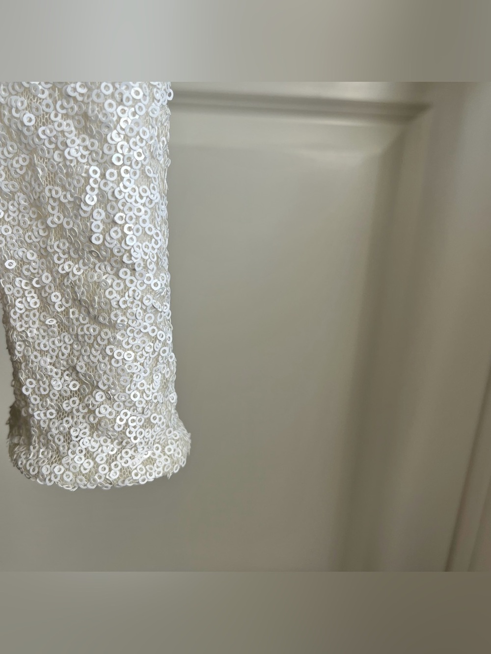 Lauren Ralph Lauren Evening Sequin Long Sleeve Boat Neck Top White Sz 2 - Picture 7 of 16